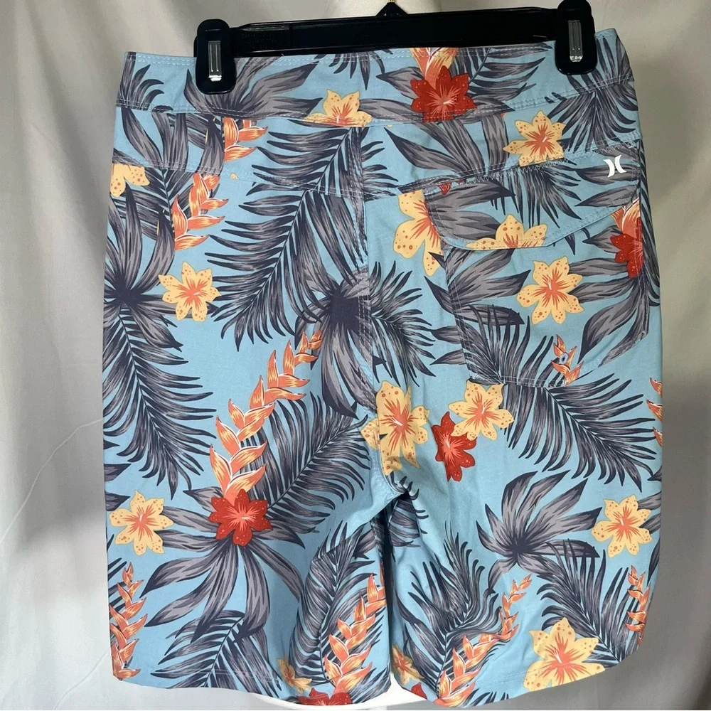 Hurley Men's Hawaiian Floral Board Shorts Light Blue, Yellow, Red‎ Flowers Sz 30